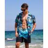 imageSILKWORLD Mens Swim Trunks Quick Dry Compression Liner 2 in 1 Shorts Men SwimsuitGradient Stripegreen  Blue