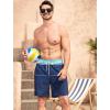 imageSILKWORLD Mens Swim Trunks Quick Dry Compression Liner 2 in 1 Shorts Men SwimsuitNavy Blue Stripes