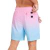 imageSILKWORLD Mens Swim Trunks Quick Dry Compression Liner 2 in 1 Shorts Men SwimsuitPink Blue Gradient
