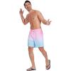 imageSILKWORLD Mens Swim Trunks Quick Dry Compression Liner 2 in 1 Shorts Men SwimsuitPink Blue Gradient
