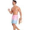 imageSILKWORLD Mens Swim Trunks Quick Dry Compression Liner 2 in 1 Shorts Men SwimsuitPink Blue Gradient