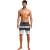 imageSILKWORLD Mens Swim Trunks Quick Dry Compression Liner 2 in 1 Shorts Men SwimsuitStripe Black  Gray Gradient01