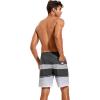 imageSILKWORLD Mens Swim Trunks Quick Dry Compression Liner 2 in 1 Shorts Men SwimsuitStripe Black  Gray Gradient01