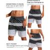imageSILKWORLD Mens Swim Trunks Quick Dry Compression Liner 2 in 1 Shorts Men SwimsuitStripe Black  Gray Gradient01