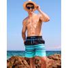 imageSILKWORLD Mens Swim Trunks Quick Dry Compression Liner 2 in 1 Shorts Men SwimsuitStripeblack  Blue Stripes