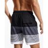 imageSILKWORLD Mens Swim Trunks Quick Dry Compression Liner 2 in 1 Shorts Men SwimsuitStripeblack  Gray  White