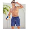 imageSILKWORLD Mens Swimming Trunks 5 Inch Inseam Swim Shorts Summer Bathing Suit Swimwear Beachwear with Pockets0 Navy Blue Stripes