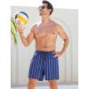 imageSILKWORLD Mens Swimming Trunks 5 Inch Inseam Swim Shorts Summer Bathing Suit Swimwear Beachwear with Pockets0 Navy Blue Stripes