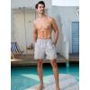 imageSILKWORLD Mens Swimming Trunks 5 Inch Inseam Swim Shorts Summer Bathing Suit Swimwear Beachwear with PocketsGrey White Stripes