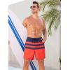 imageSILKWORLD Mens Swimming Trunks 5 Inch Inseam Swim Shorts Summer Bathing Suit Swimwear Beachwear with PocketsNavy Red Stripes