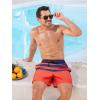 imageSILKWORLD Mens Swimming Trunks 5 Inch Inseam Swim Shorts Summer Bathing Suit Swimwear Beachwear with PocketsNavy Red Stripes