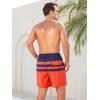 imageSILKWORLD Mens Swimming Trunks 5 Inch Inseam Swim Shorts Summer Bathing Suit Swimwear Beachwear with PocketsNavy Red Stripes
