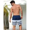 imageSILKWORLD Mens Swimming Trunks 5 Inch Inseam Swim Shorts Summer Bathing Suit Swimwear Beachwear with PocketsNavy Stripes