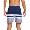 imageSILKWORLD Mens Swimming Trunks 5 Inch Inseam Swim Shorts Summer Bathing Suit Swimwear Beachwear with PocketsNavy White Stripe