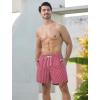 imageSILKWORLD Mens Swimming Trunks 5 Inch Inseam Swim Shorts Summer Bathing Suit Swimwear Beachwear with PocketsRed Stripes