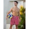 imageSILKWORLD Mens Swimming Trunks 5 Inch Inseam Swim Shorts Summer Bathing Suit Swimwear Beachwear with PocketsRed Stripes