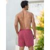imageSILKWORLD Mens Swimming Trunks 5 Inch Inseam Swim Shorts Summer Bathing Suit Swimwear Beachwear with PocketsRed Stripes