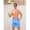 imageSILKWORLD Mens Swimming Trunks 5 Inch Inseam Swim Shorts Summer Bathing Suit Swimwear Beachwear with PocketsSky Blue Leaves