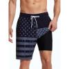 imageSILKWORLD Mens Swim Trunks Quick Dry Bathing Suit Board Swimming Shorts with Zipper Pockets and Compression LinerAmerican Flagblack