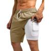 imageSILKWORLD Mens Swim Trunks Quick Dry Bathing Suit Board Swimming Shorts with Zipper Pockets and Compression LinerKhaki