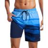 imageSILKWORLD Mens Swim Trunks Quick Dry Compression Liner 2 in 1 Shorts Men SwimsuitBlue Gradient Stripe
