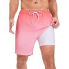 imageSILKWORLD Mens Swim Trunks Quick Dry Compression Liner 2 in 1 Shorts Men SwimsuitPink Gradient
