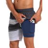 imageSILKWORLD Mens Swim Trunks Quick Dry Compression Liner 2 in 1 Shorts Men SwimsuitStripe Black  Gray Gradient01