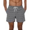 imageSILKWORLD Mens Swimming Trunks 5 Inch Inseam Swim Shorts Summer Bathing Suit Swimwear Beachwear with PocketsBlack Striped