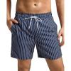 imageSILKWORLD Mens Swimming Trunks 5 Inch Inseam Swim Shorts Summer Bathing Suit Swimwear Beachwear with PocketsNavy Blue Stripes