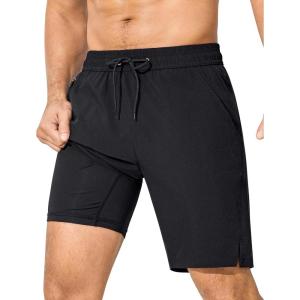 imageSILKWORLD Mens Swim Trunks Quick Dry Bathing Suit Board Swimming Shorts with Zipper Pockets and Compression LinerAll Black