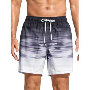 imageSILKWORLD Mens Swimming Trunks 5 Inch Inseam Swim Shorts Summer Bathing Suit Swimwear Beachwear with Pockets5Black Gray Gradient