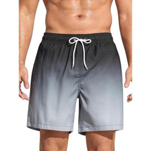 imageSILKWORLD Mens Swimming Trunks 5 Inch Inseam Swim Shorts Summer Bathing Suit Swimwear Beachwear with PocketsBlack Gray Gradient