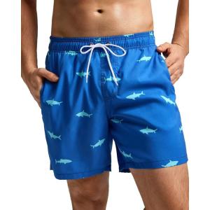 imageSILKWORLD Mens Swimming Trunks 5 Inch Inseam Swim Shorts Summer Bathing Suit Swimwear Beachwear with PocketsBlue Fish