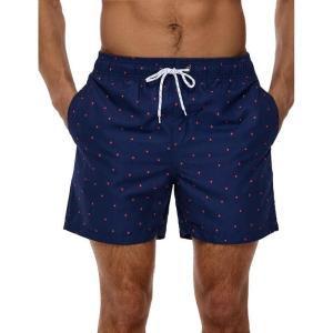 imageSILKWORLD Mens Swimming Trunks 5 Inch Inseam Swim Shorts Summer Bathing Suit Swimwear Beachwear with PocketsNavy Triangle