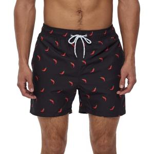 imageSILKWORLD Mens Swimming Trunks 5 Inch Inseam Swim Shorts Summer Bathing Suit Swimwear Beachwear with PocketsRed Pepper