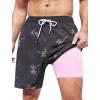 imageSILKWORLD Mens Swim Trunks Quick Dry Swimming Shorts with Compression Liner and Zipper Pockets7Black Coconut Tree