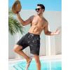 imageSILKWORLD Mens Swim Trunks Quick Dry Swimming Shorts with Compression Liner and Zipper Pockets7Black Coconut Tree