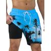 imageSILKWORLD Mens Swim Trunks Quick Dry Swimming Shorts with Compression Liner and Zipper Pockets7Blue Coconut Tree