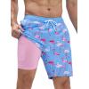 imageSILKWORLD Mens Swim Trunks Quick Dry Swimming Shorts with Compression Liner and Zipper Pockets7Blue Flamingo