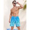 imageSILKWORLD Mens Swim Trunks Quick Dry Swimming Shorts with Compression Liner and Zipper Pockets7Blue Green Leaves