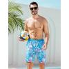 imageSILKWORLD Mens Swim Trunks Quick Dry Swimming Shorts with Compression Liner and Zipper Pockets7Blue Leaf Flamingo