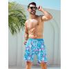 imageSILKWORLD Mens Swim Trunks Quick Dry Swimming Shorts with Compression Liner and Zipper Pockets7Blue Leaf Flamingo