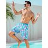 imageSILKWORLD Mens Swim Trunks Quick Dry Swimming Shorts with Compression Liner and Zipper Pockets7Blue Leaf Flamingo