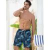 imageSILKWORLD Mens Swim Trunks Quick Dry Swimming Shorts with Compression Liner and Zipper Pockets7Blue Leaves