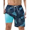 imageSILKWORLD Mens Swim Trunks Quick Dry Swimming Shorts with Compression Liner and Zipper Pockets7Blue Leaves