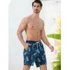 imageSILKWORLD Mens Swim Trunks Quick Dry Swimming Shorts with Compression Liner and Zipper Pockets7Blue Leaves