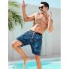 imageSILKWORLD Mens Swim Trunks Quick Dry Swimming Shorts with Compression Liner and Zipper Pockets7Dark Blue Leaves
