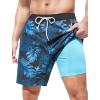 imageSILKWORLD Mens Swim Trunks Quick Dry Swimming Shorts with Compression Liner and Zipper Pockets7Dark Blue Leaves