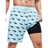 imageSILKWORLD Mens Swim Trunks Quick Dry Swimming Shorts with Compression Liner and Zipper Pockets7Green Black Fish