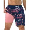 imageSILKWORLD Mens Swim Trunks Quick Dry Swimming Shorts with Compression Liner and Zipper Pockets7Navy Flamingo